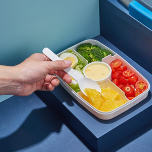 Boîte à lunch bento en silicone pliable à 2 compartiments sans BPA Syh674, compatible micro-ondes et lave-vaisselle, avec couvercles - Product Image 4