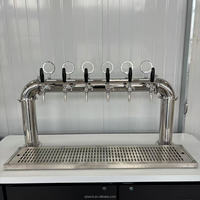 Menara Bir Stainless Steel Tipe U 6 Jalur Warna Perak untuk Sistem Dispenser Minuman Pendingin Listrik Kelas Makanan