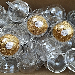 Emballage de bouquet en stock, <span class=keywords><strong>chocolat</strong></span> <span class=keywords><strong>Ferrero</strong></span>, récipient fixe, boule en plastique transparente creuse, couvercle rond transparent - Product Image 6