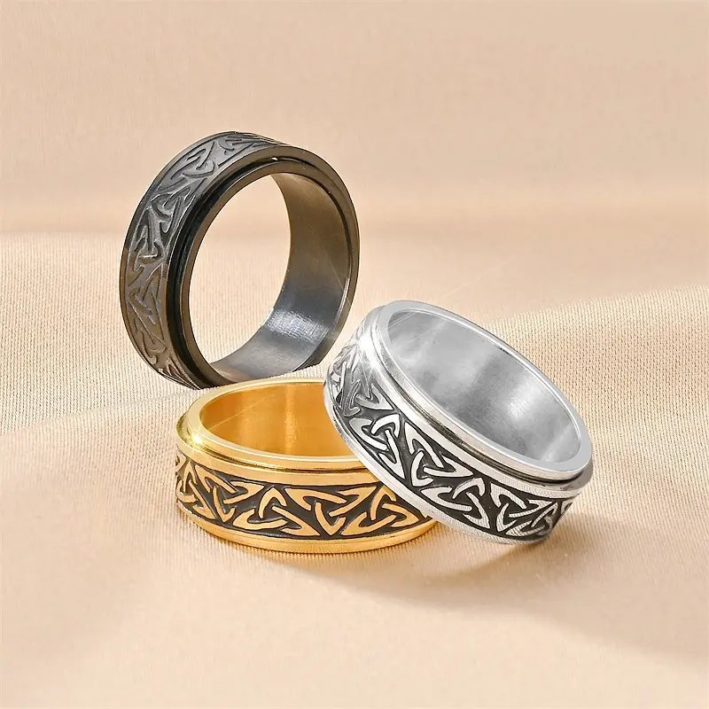 Nuovo anello di design in acciaio inossidabile con nodo celtico per alleviare lo Stress anelli di promessa di nozze per donna uomo