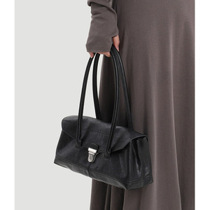 Women's Genuine Leather Boston <b>Bowling</b> Bag Fashion Zipper Closure High-end Two Straps for Daily Commute - Product Image 1