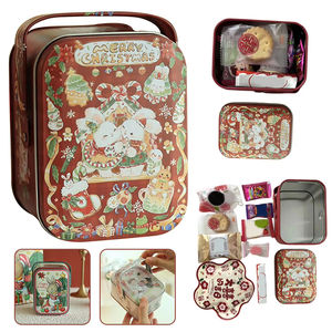 Boîte en métal pour bonbons en forme de lapin avec poignée, boîte de rangement portable pour biscuits, motif de dessin animé, boîte à bonbons pour emballage cadeau - Product Image 1