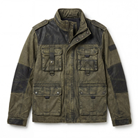 Veste matelassée utilitaire pour homme OEM ODM, en toile, style cargo, multi-poches, décontractée, respirante, col montant, pour l'extérieur