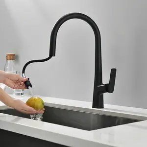 Minwei Modern Pull-out Brass Kitchen Faucet Tap Mixer Cold And Hot Kitchen Mixer 360 Rotation Kitchen Faucet