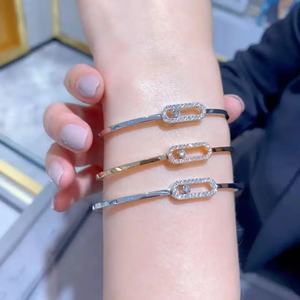 Classic Luxury Certified Women's Round <b>Cuff</b> <b>Bracelet</b> S925 Sterling <b>Silver</b> Zircon Retro Gold Plated Hot Sale Daily Party Jewelry - Product Image 3