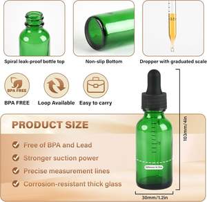 Botella de Vidrio con Gotero de 30 ml, 60 ml, 120 ml, Transparente, Azul, Verde, Estilo Europeo, de 1 onza, 2 onzas, 4 onzas - Product Image 2