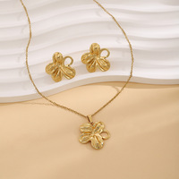 Đồ trang sức hợp thời trang Set mạ Vàng Vòng cổ và bông tai cho phụ nữ của kỷ niệm thiết kế trái tim thép không gỉ trang sức Set