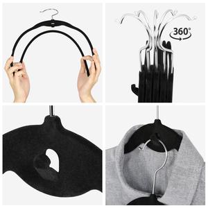 Cintres noirs antidérapants en feutre avec rotation à 360° °   Cintre à crochet pivotant floqué - Product Image 6
