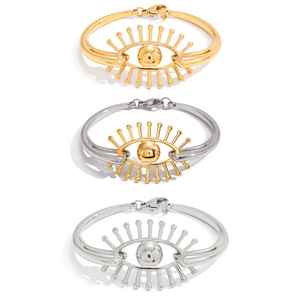 Bracelet Evil Eye, couleur or et argent, design minimaliste, bijoux unisexes, cadeau - Product Image 4