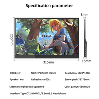 Écran d'extension pour ordinateur portable 14 "Écran secondaire de jeu Moniteur portable