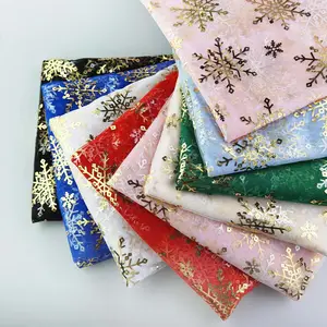 2023 New Gold Color Snowflake Design Foil Tulle Fabric for Christmas