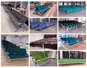 Hospital Waiting Bench Pu Row Link Chairs With Pu Cushion Seating Waiting Chair 3 Seater Airport Chair