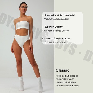 กางเกงชั้นในผู้หญิงคุณภาพสูง ไซส์ XXS-XXL ผ้าฝ้าย 95% ไซส์พลัส เอวสูง เซ็กซี่ ลายพิมพ์เรียบง่าย สไตล์ใส่ได้ทุกวัน - Product Image 2