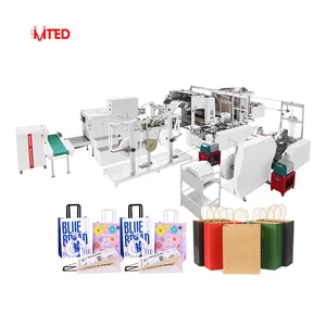 Saco de papel quadrado moderno grande RZFD-330TF, máquina de produção de saco de papel quadrado com corda torcida e alça plana