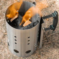 Cheminée de démarrage de barbecue en acier inoxydable robuste et grande capacité avec poignée isolante pour charbon de bois