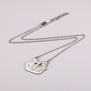 Collana con Catena in Bambù in Acciaio Inossidabile, Design Creativo Serie Famiglia Tre Felici Coppie, Gioielli in Offerta Speciale - Product Image 6