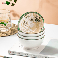 Boîte cadeau, bol en céramique en porcelaine imprimé coloré sous glaçure, cuisine, 2, 4, 6 pièces, bol à riz, soupe, 4,5 pouces, ensemble de bols de service avec baguettes