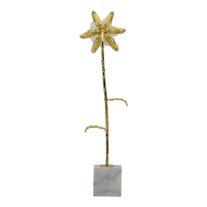 Statuetta di fiore con base in marmo per decorazioni casa e ufficio, scultura d'accento da tavolo per soggiorno e bagno - Product Image 4
