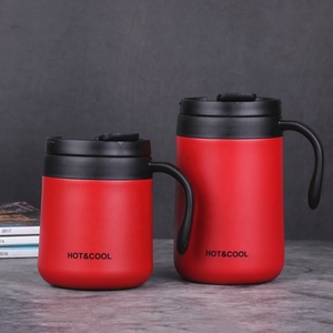 Mug de voyage isotherme en acier inoxydable 304 avec poignée, anti-fuite pour le bureau, tasse à eau en acier inoxydable avec couvercle - Product Image 3