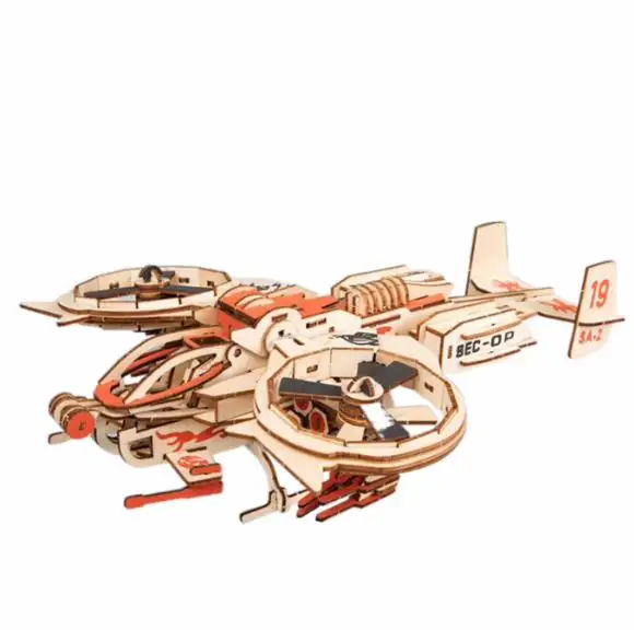 クリエイティブ木製アートキッズ手作りDIY教育パズルおもちゃレーザーカット3Dアセンブリウッドファイター飛行機モデルパズル