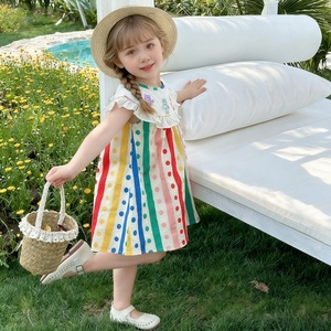 Vestito estivo da bambina senza maniche, modello A-Line, in cotone all'uncinetto con volant, stampato, morbido al tatto, stile arcobaleno, elegante e di tendenza, bestseller 2026 - Product Image 3