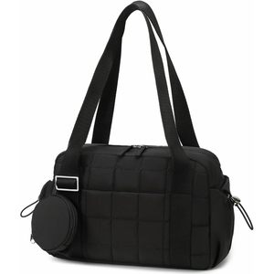 Mini Borsa da Palestra per Donne, Piccola Borsa Sportiva Trapuntata con Tracolla Regolabile, Scomparto Impermeabile, Portamonete, Borsa Casual per Fitness - Product Image 1