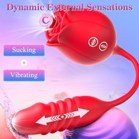 3-in-1 Rosen-Stoßvibrator für G-Punkt Erwachsenen-Sexspielzeug 10 Saugmodi Klitoris-Nippel-Stimulation Doppelendiger Analdildo