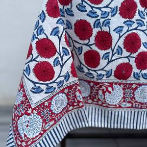 Jaipuri Handmade Unique Simple Floral Hand Block Printed Indian Cotton Eco-Friendly Durable <b>Round</b> <b>Table</b> Cover for <b>Table</b> Styling - Product Image 2
