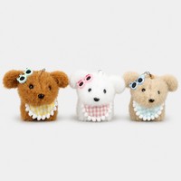 Porte-clés en peluche animal mignon Chien avec lunettes de soleil et bavoir à carreaux, breloque de sac douce, vente en gros, personnalisable OEM ODM