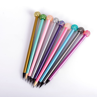 Luxe Noir Bois Acrylique Boule Diamant Pierre Crayon Promotionnel Crayon Cadeau Stylo Crayon pour Étudiant Fournitures De Bureau Logo Personnalisé