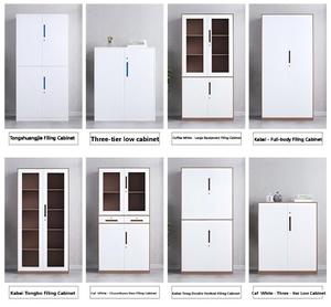 <span class=keywords><strong>Armoire</strong></span> de rangement de bureau en acier blanc et gris à 2 portes avec façade en verre et tiroirs, design minimaliste, casier à dossiers pour espace de vie ou de bureau - Product Image 6