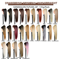 Extensions de cheveux synthétiques Futura Fiber Julianna Wholesale, lisses et bouclées, à enrouler avec cordon de serrage, postiche queue de cheval à pince griffe