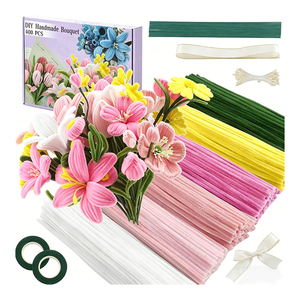 Kit de arte educativo DIY con limpiapipas de terciopelo de 10 mm para proyectos creativos y diseños decorativos de flores con limpiapipas - Product Image 1
