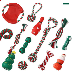 Toptan toplu noel köpek oyuncaklar Bite dayanıklı % noel hediyesi pamuk halat köpek çiğneme oyuncakları - Product Image 2
