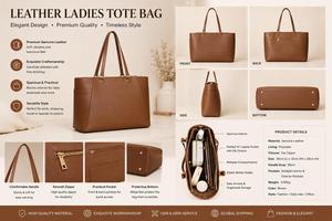 Bolso Tote de Cuero Genuino de Lujo para Mujer, Elegante Bolso de Hombro para Uso Diario, Oficina y Casual, en Oferta, Directo de Fábrica - Product Image 2