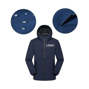 Veste coupe-vent avec logo personnalisé, veste de sport promotionnelle pour l'extérieur, à capuche, imperméable pour hommes - Product Image 1
