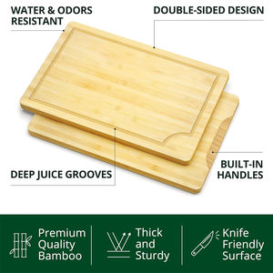 Juego <span class=keywords><strong>de</strong></span> 3 tablas <span class=keywords><strong>de</strong></span> cortar rectangulares <span class=keywords><strong>de</strong></span> madera gruesa con ranura profunda para jugos, tablas <span class=keywords><strong>de</strong></span> cortar <span class=keywords><strong>de</strong></span> bambú para carne - Product Image 2