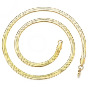 PVD 18K oro Metal Color chapado Hip Hop 2mm 3mm 4mm 5mm 6mm ancho 304 Acero inoxidable plano serpiente hueso cadena collar - Product Image 1