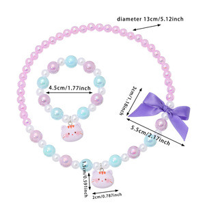 <span class=keywords><strong>Set</strong></span> di Gioielli per Bambine: Braccialetto e Collana con Ciondolo a Fiocco e Perline, Stile Principessa - Product Image 5