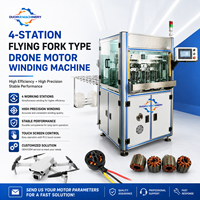 Machine automatique de bobinage de moteurs CC sans balais pour drones UAV, avec commande CNC pour rotors externes, quatre stations, état neuf
