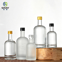 Botol Minuman Keras Kaca Transparan Bulat 50ml hingga 1000ml, Tutup Sekrup Logam Rapat untuk Penyimpanan Spirit, Gin, Anggur Buatan Sendiri