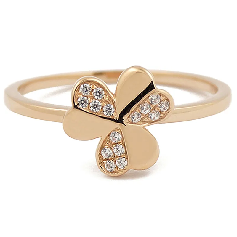 AU750 Custom Real 18 Karat Gold Rings Gold Jewelry 18K Solid Gold Clover Rings For Women