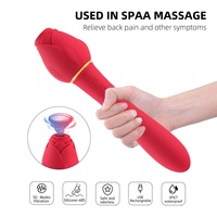 Echte Rose mit Griff Rosen-Vibrator für Frauen, 5 Starke Saugmodi & 10 Vibrationsmodi Klitoris-Stimulator Dildo Sexspielzeug Rose