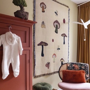 Ferm Living nordique forêt champignon brodé <span class=keywords><strong>tapisserie</strong></span> décorative 100% coton confortable doux lit couverture personnalisable - Product Image 2