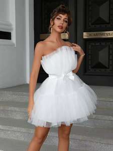 Robe Tutu à épaules dénudées inspirée de Kendall Jenner, en coton plissé et tulle, dos asymétrique en maille, motif uni, <span class=keywords><strong>Lolita</strong></span> Vestidos pour femmes - Product Image 2