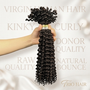 Extensions de cheveux humains 100% naturels vierges en vrac, bouclés Pixie, 12A, pré-séparées sans nœuds, pour crochet, épaisses, en lots - Product Image 2