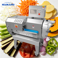 Automatische multifunctionele commerciële bladgroentesnijder met dubbele invoer en elektrische aardappel- en uiensnijder/snijmachine