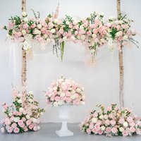 Ensemble de fleurs artificielles faites à la main, arrangement floral rose et blanc, décoration pour arche de mariage et centre de table pour toile de fond de cérémonie