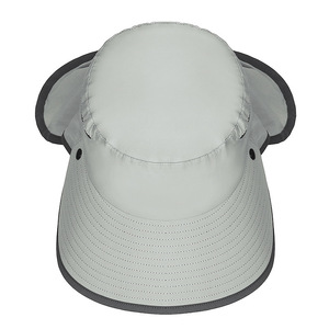 Wide Brim Sun Hat Bucket Hat With <b>Neck</b> Flap Breathable Mesh Outdoor Hiking Fishing Hat For Men Women <b>Light</b> Gray - Product Image 4