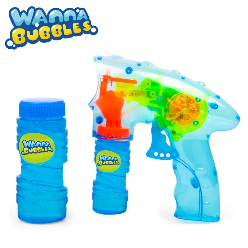 Light up shooters crianças brinquedo arma bolha manual de led transparente